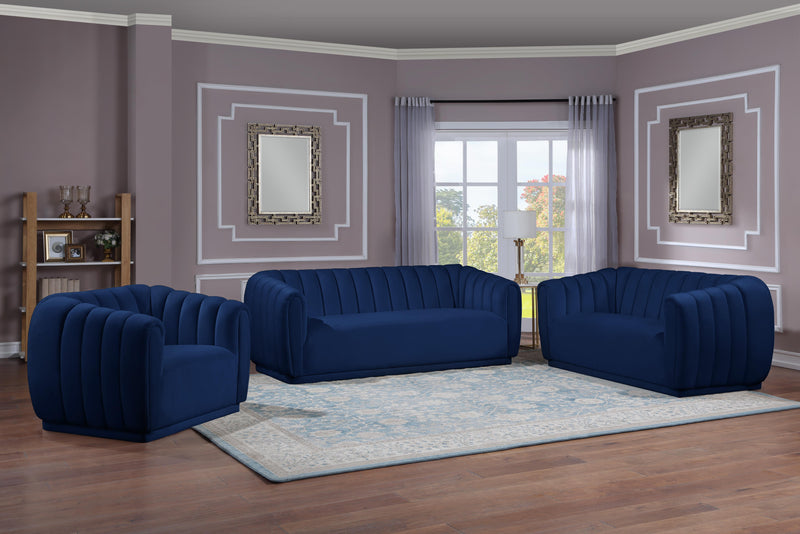 Dixie Navy Velvet Loveseat