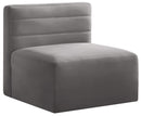 Quincy Grey Velvet Modular Armless Chair