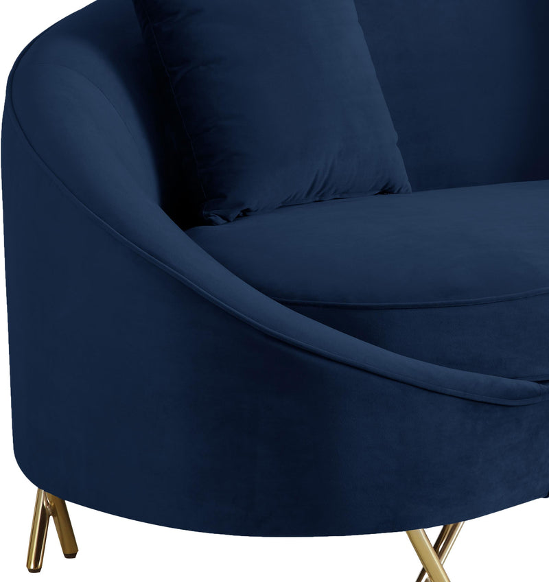 Serpentine Navy Velvet Sofa