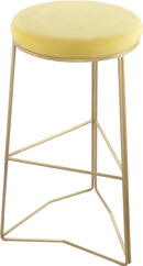Tres Yellow Velvet Bar Stool