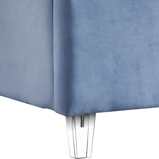 Candace Sky Blue Velvet Twin Bed