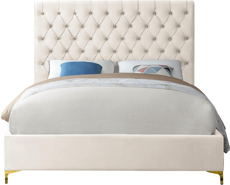 Cruz Cream Velvet King Bed