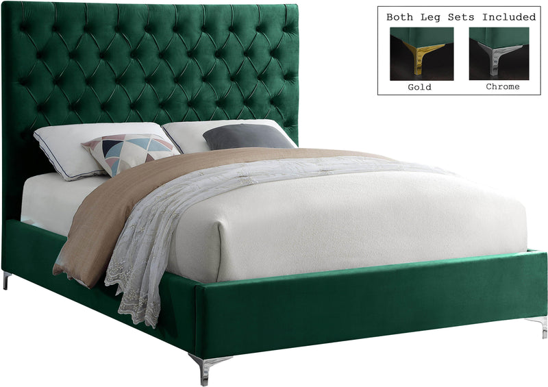 Cruz Green Velvet Queen Bed