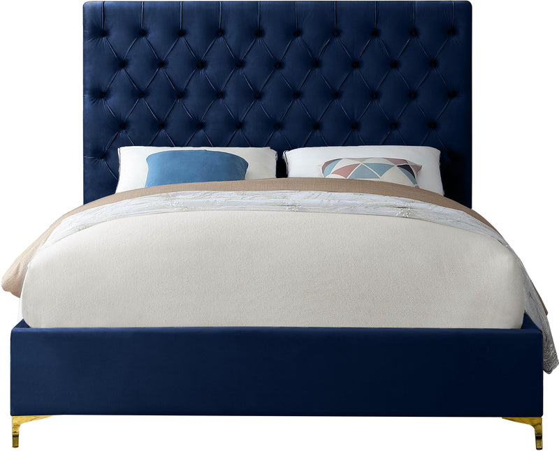 Cruz Navy Velvet Full Bed