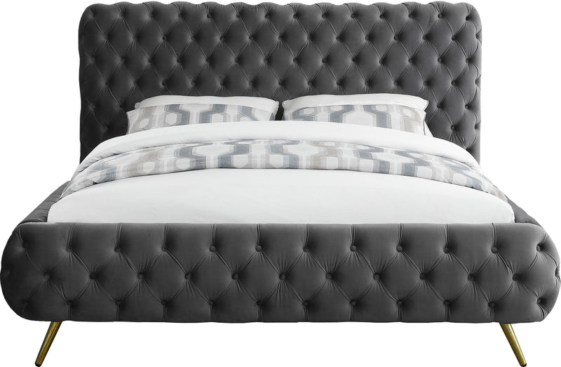 Delano Grey Velvet Queen Bed