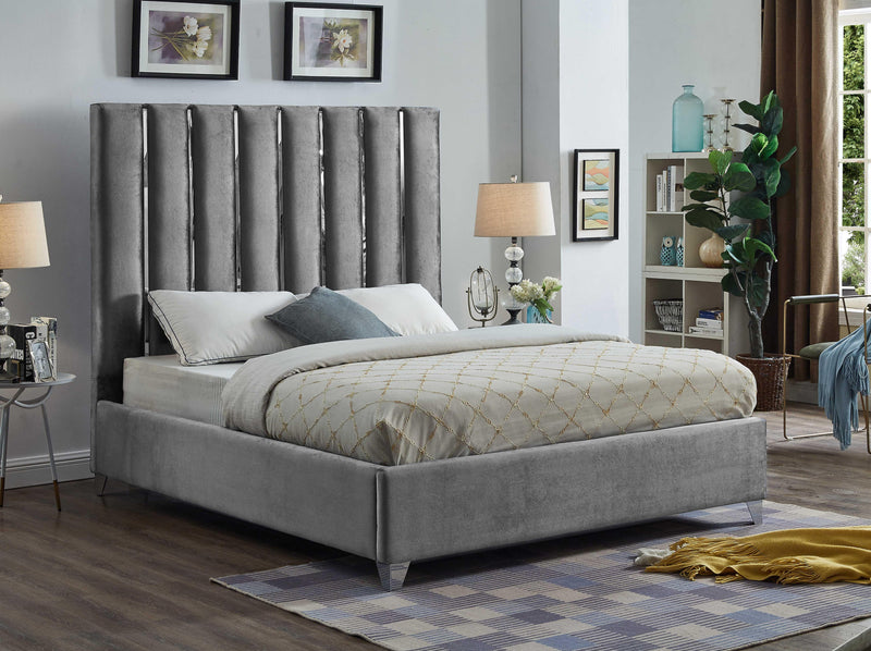 Enzo Grey Velvet King Bed