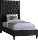 Fritz Black Velvet Twin Bed