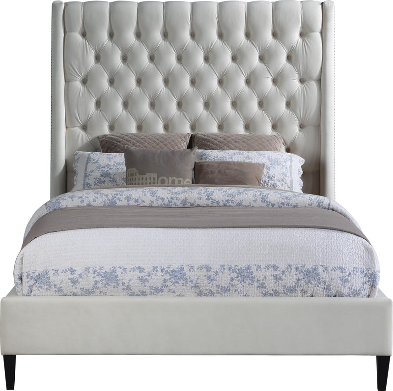 Fritz Cream Velvet Queen Bed