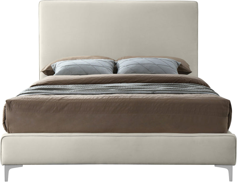 Geri Cream Velvet Queen Bed