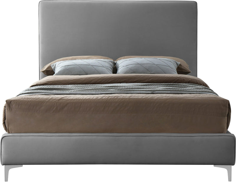 Geri Grey Velvet King Bed