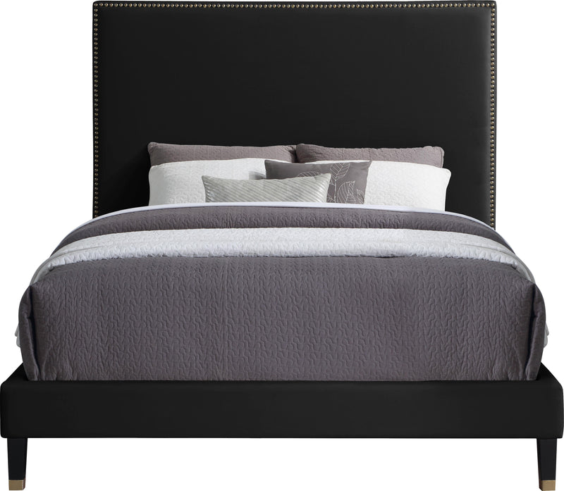 Harlie Black Velvet Queen Bed