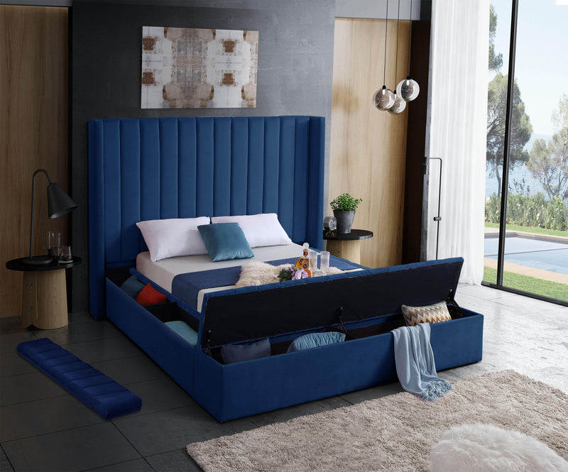 Kiki Navy Velvet Full Bed (3 Boxes)