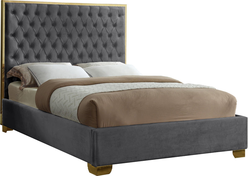 Lana Grey Velvet Queen Bed