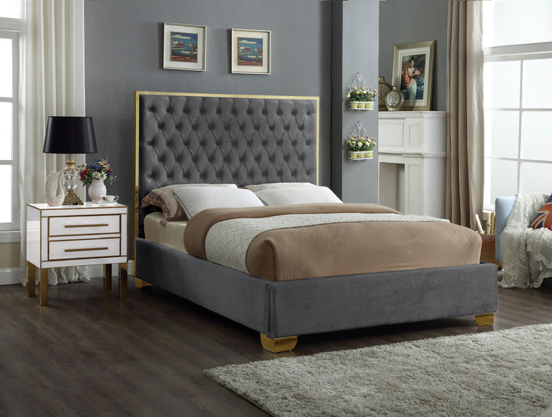 Lana Grey Velvet King Bed