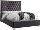 Lexi Grey Velvet Queen Bed