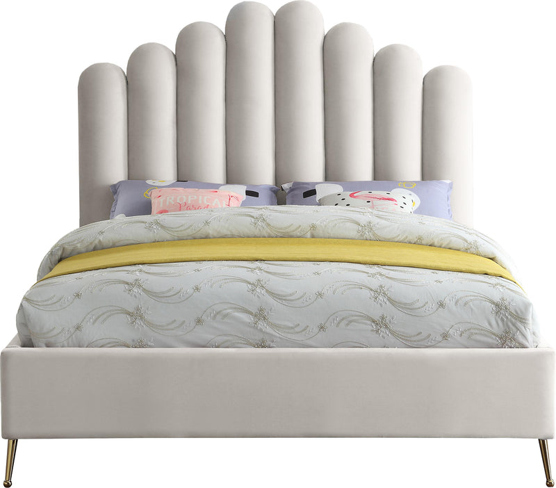 Lily Cream Velvet King Bed