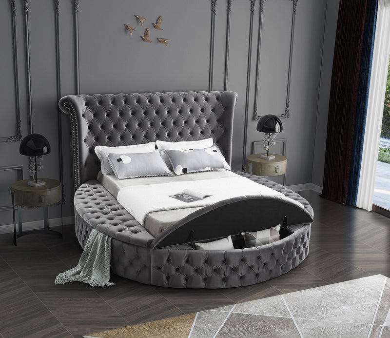 Luxus Grey Velvet Queen Bed (3 Boxes)