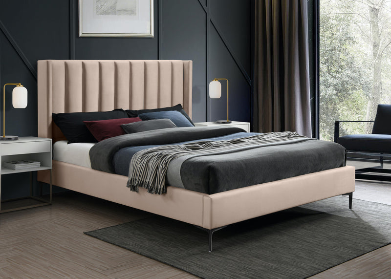 Nadia Pink Velvet Queen Bed