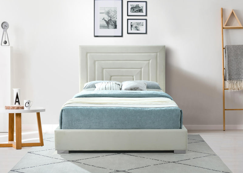 Nora Cream Velvet King Bed