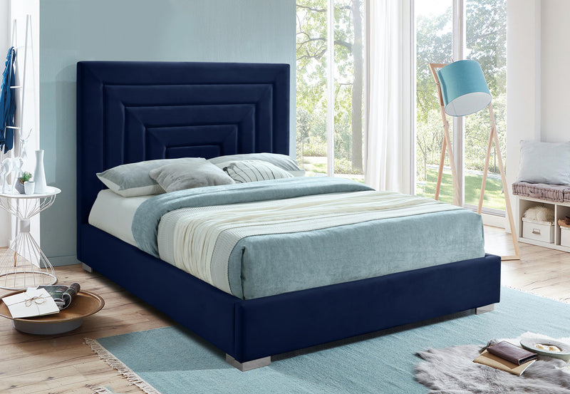 Nora Navy Velvet Queen Bed