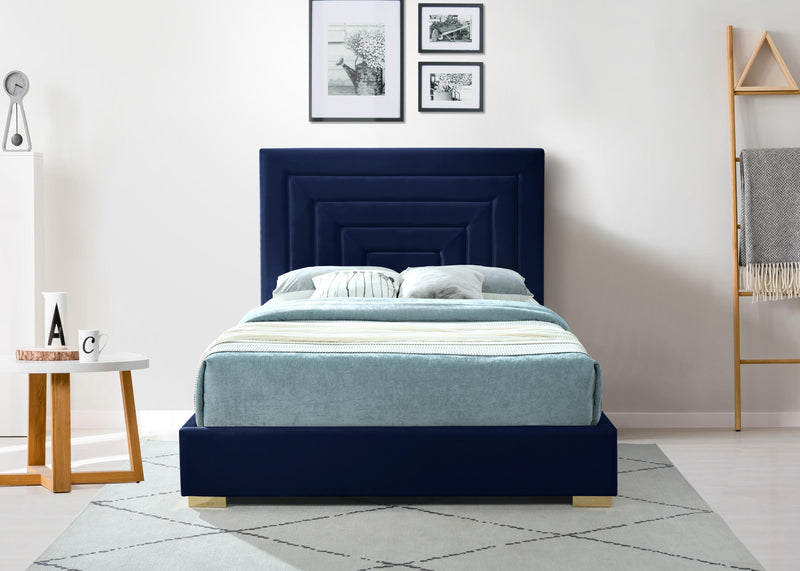 Nora Navy Velvet Queen Bed