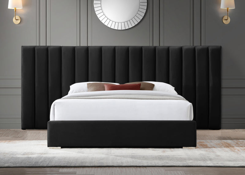 Pablo Black Velvet Queen Bed