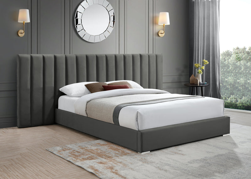 Pablo Grey Velvet Queen Bed