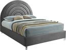 Rainbow Grey Velvet Queen Bed