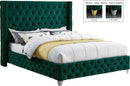 Savan Green Velvet King Bed
