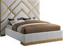 Vector White Faux Leather Queen Bed
