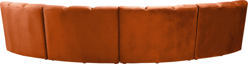 Infinity Cognac Velvet 4pc. Modular Sectional