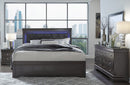 Pompei Metallic Grey Full Bed Grey With Led
