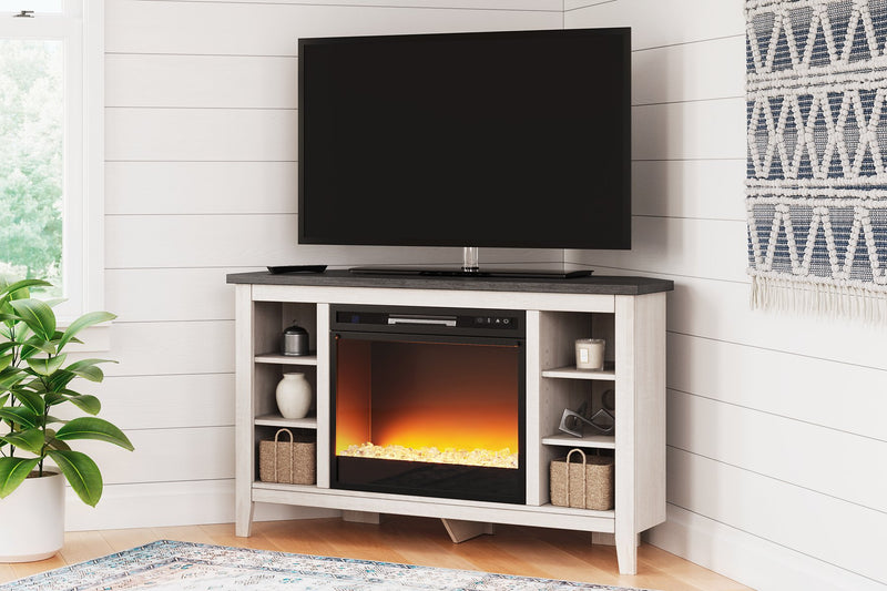 Dorrinson Corner TV Stand with Electric Fireplace