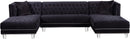 Moda Black Velvet 3pc. Sectional