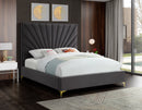 Eclipse Grey Velvet Queen Bed