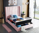 Kiki Pink Velvet Twin Bed (3 Boxes)