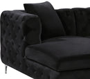 Gail Black Velvet 3pc. Sectional