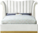 Flora White Velvet Queen Bed (3 Boxes)
