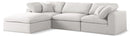 Serene Cream Linen Fabric Deluxe Cloud Modular Sectional