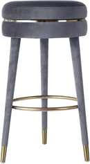 Coral Grey Velvet Bar Stool