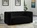 Ravish Black Velvet Loveseat