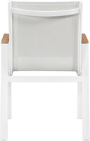 Nizuc White Mesh Waterproof Fabric Outdoor Patio Aluminum Mesh Dining Arm Chair