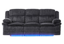 U8686 Black Pwr Rec Sofa with LED, Hidden Drawer and Drop Down Table