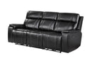 U8881 Black Leather Power Reclining Sofa with Immerse Sound