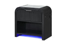 Beckett Wht/Blk Nightstand W/LED & Speaker